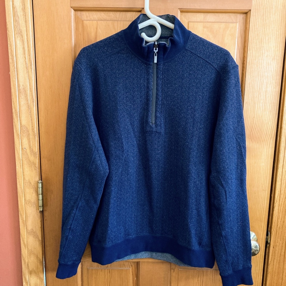 Bugatchi Men's Blue Quarter Zip Sweater Medium